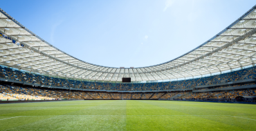 football stadium with blue sky