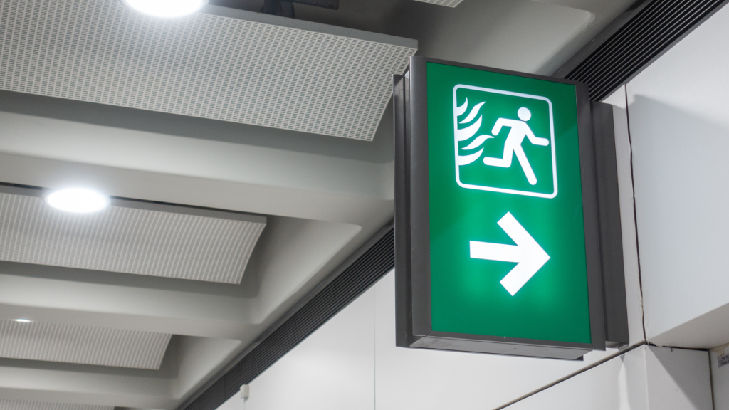 fire escape signage in public building
