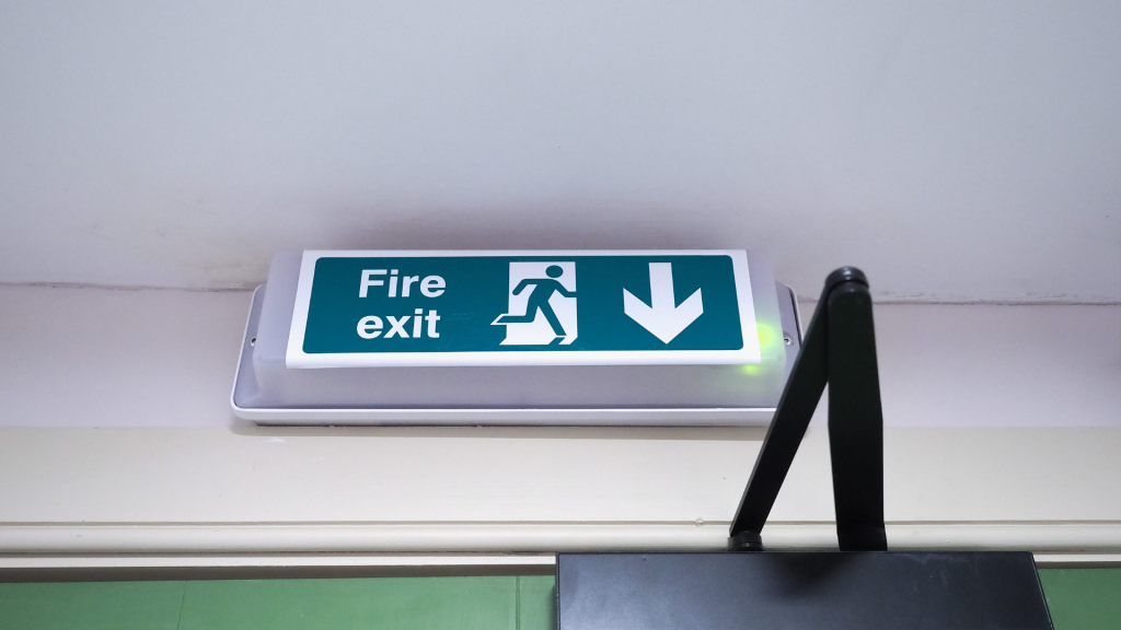 fire exit sign in public building