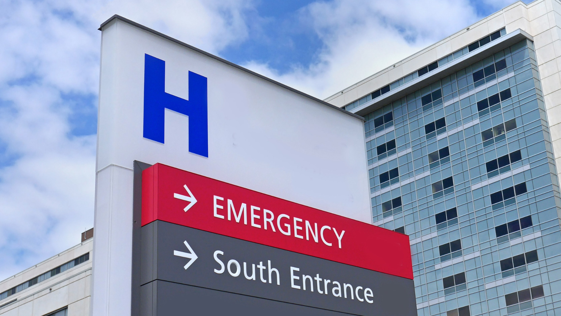 hospital sign outside the building